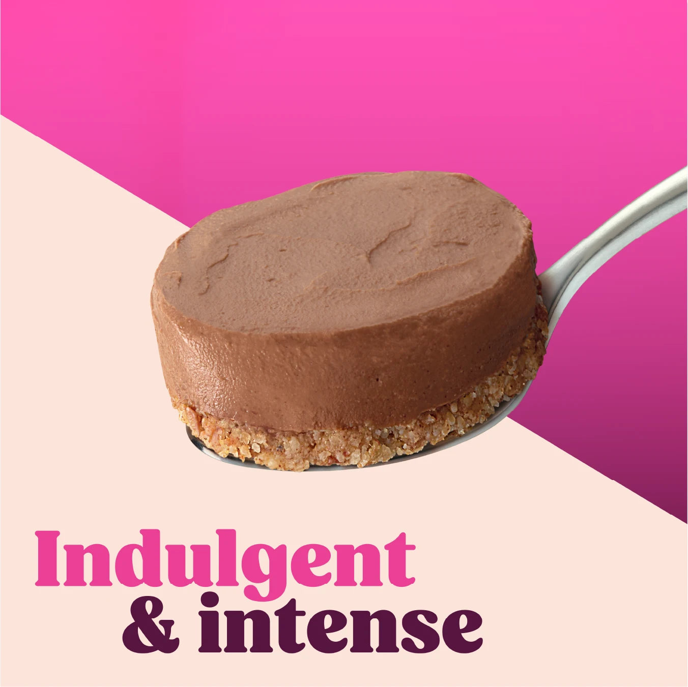Healthy, natural, dairy-free, low sugar, high fibre, chocolate cheesecake on a spoon