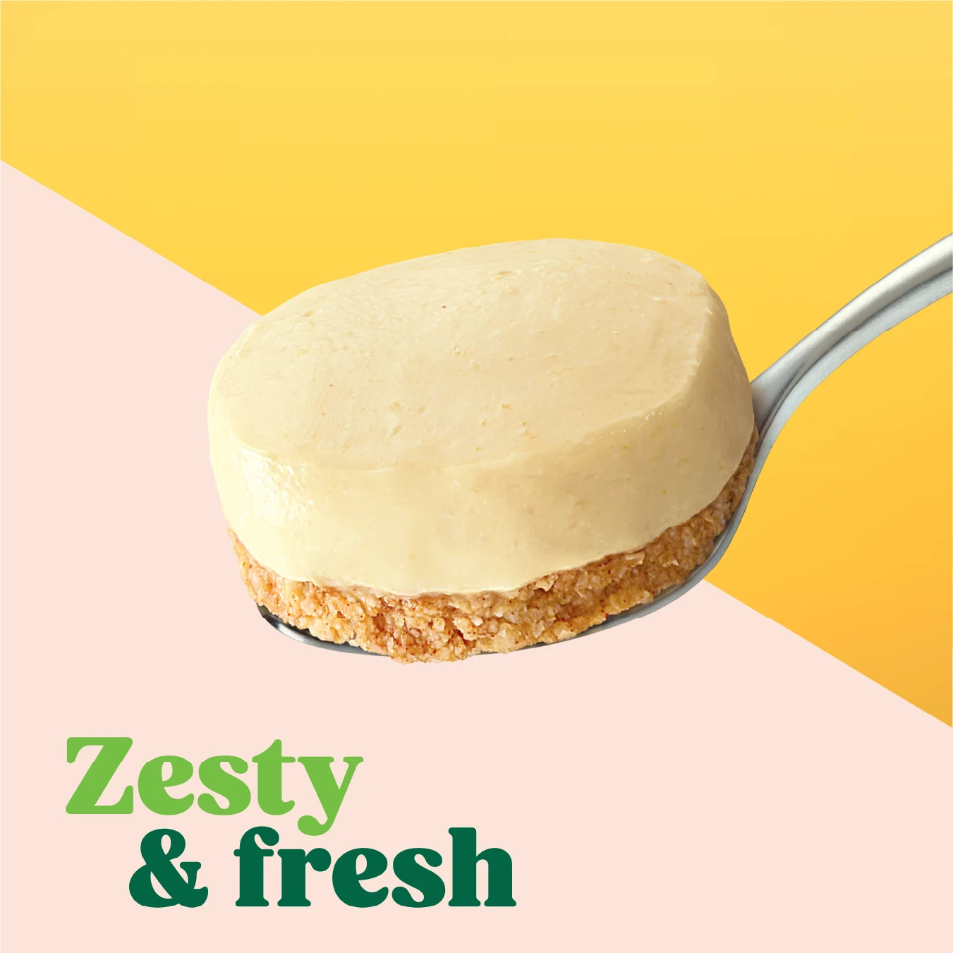 Healthy, natural, dairy-free, low sugar, high fibre, Lemon cheesecake on a spoon